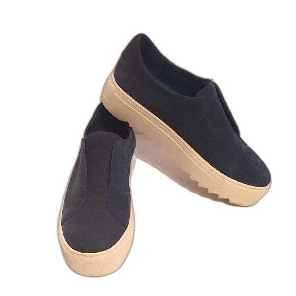 J/Slides Slip On Sneaker Blue Size 7 Leather Platform Sole - Picture 1 of 12